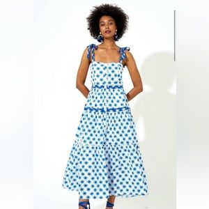 Oliphant Tie Strap Button Midi, Virgo Blue